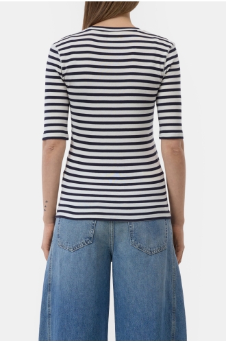 T-Shirt Baumwoll-Modal-Mix stripe dark night