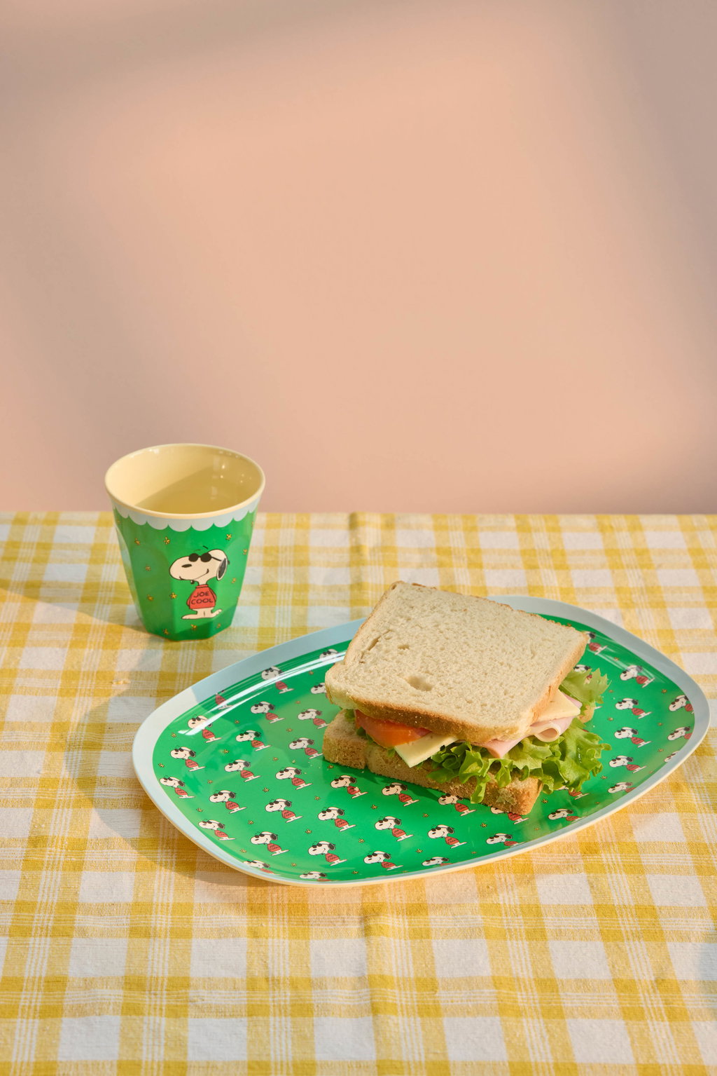 Kinder Melaminbecher Snoopy Print green