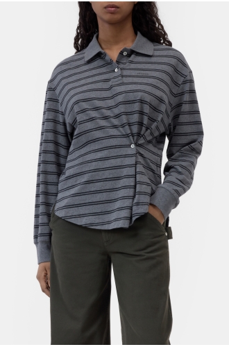Polo-Shirt mit Wickeldetail mit dark grey melange