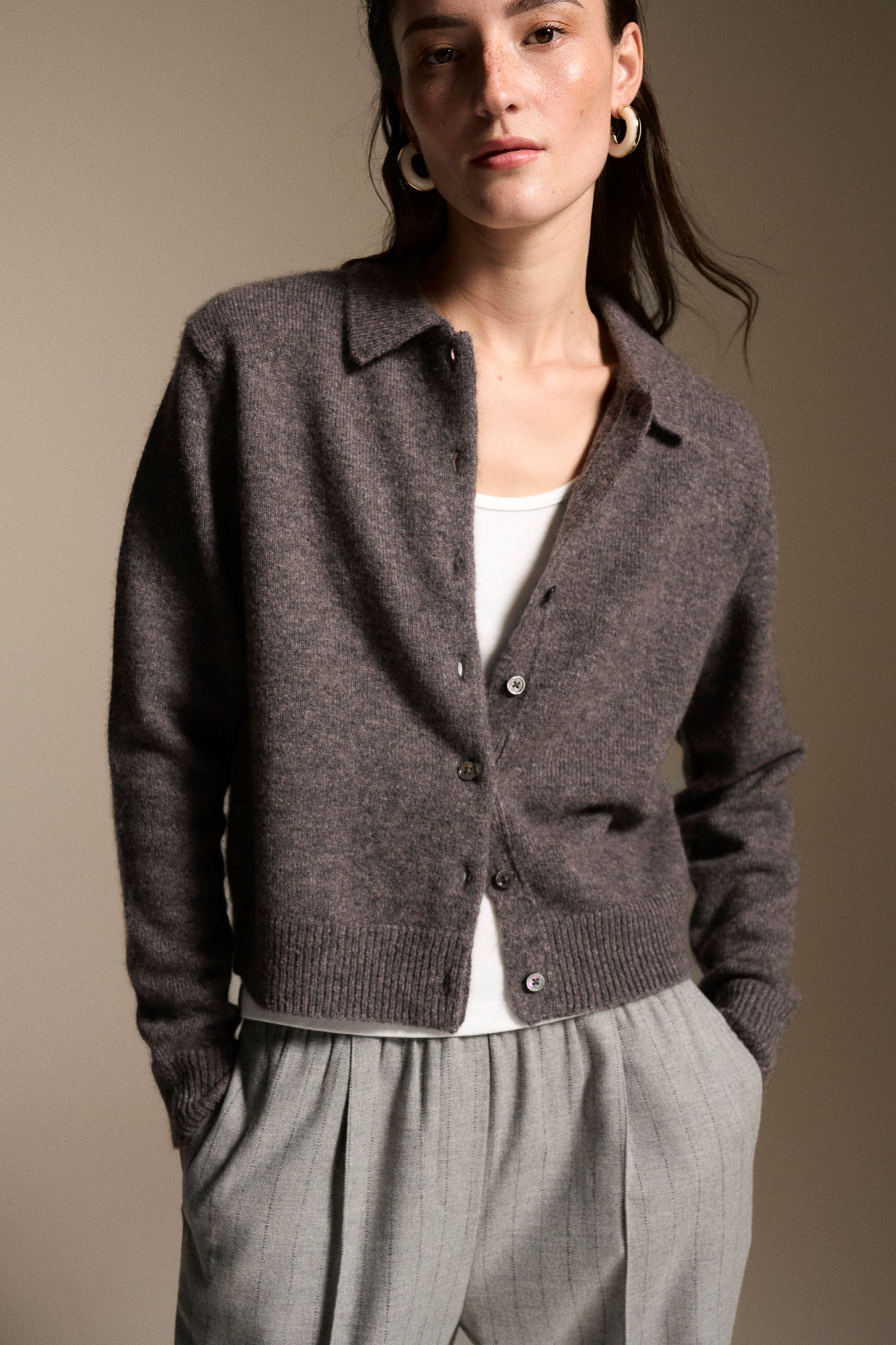 Cashmere Cardigan Gina braun meliert