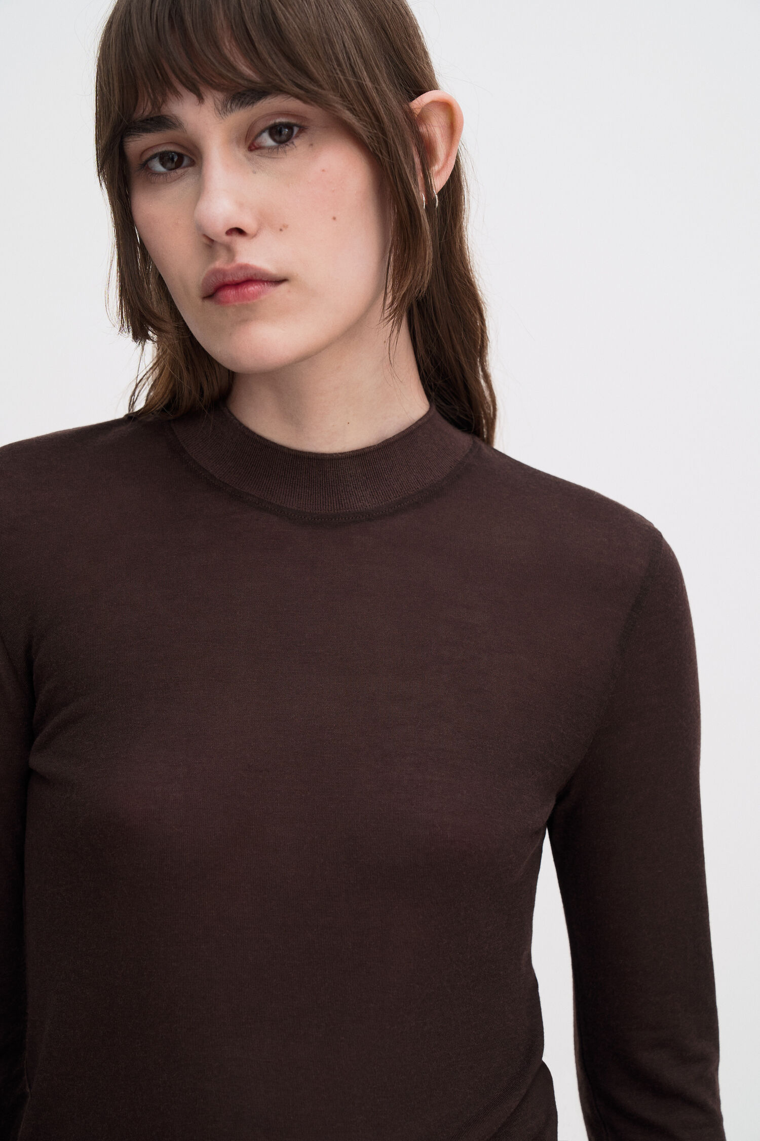 Shirt Lyocell mock neck Cashmere langarm