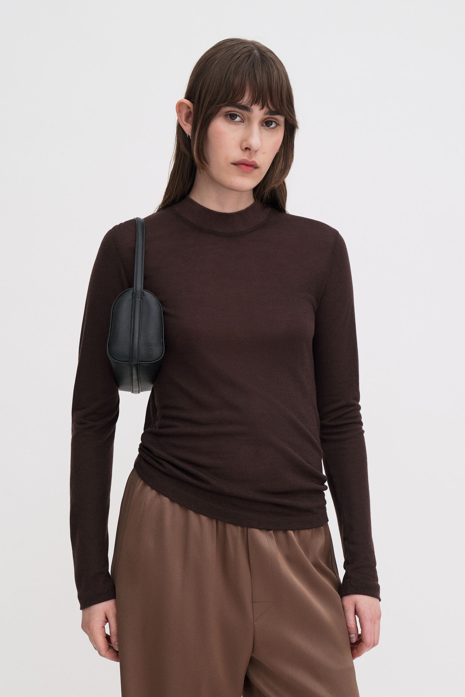 Shirt Lyocell mock neck Cashmere langarm