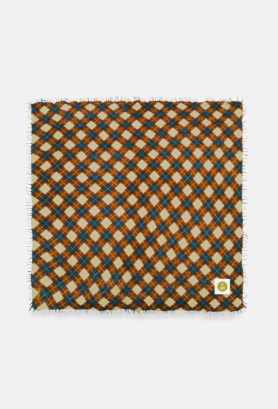 Bandana Karo XL Cashmere blau/braun/ beige